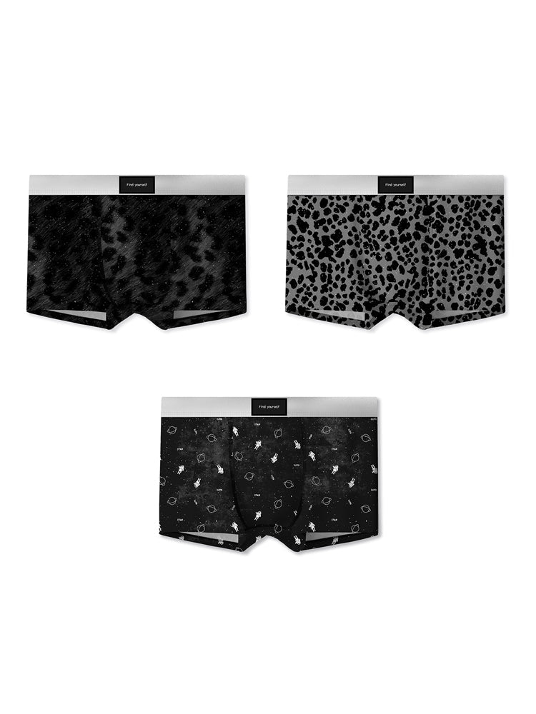 3 Pack Men's Ice Silk Leopard Print Trunks | dmunderwear detail image 16