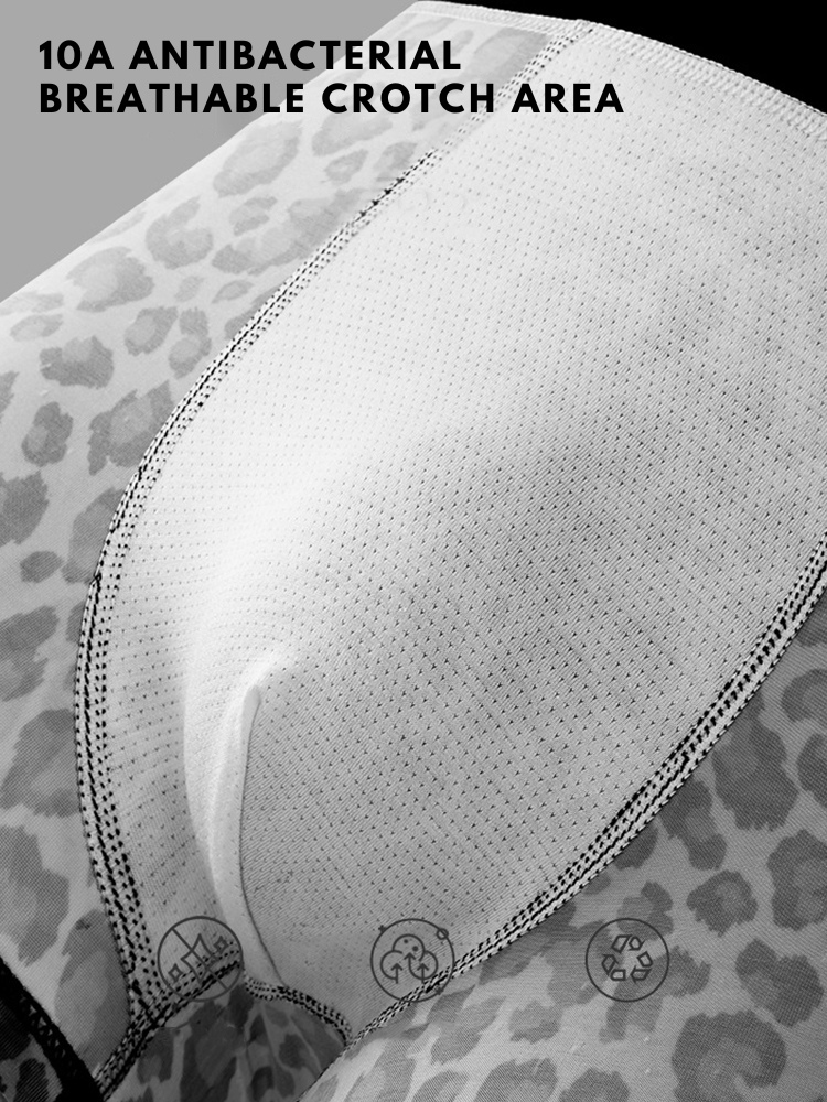 3 Pack Men's Ice Silk Leopard Print Trunks | dmunderwear detail image 6