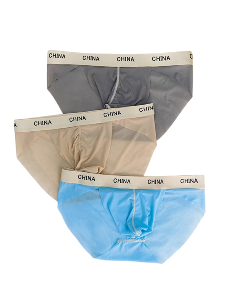 3 Pack Men's Ice Silk Lightweight & Transparent Skin-Feel Solid Color Briefs | dmunderwear detail image 10