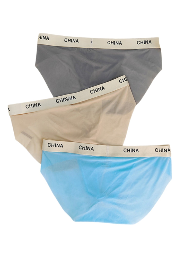 3 Pack Men's Ice Silk Lightweight & Transparent Skin-Feel Solid Color Briefs | dmunderwear detail image 11
