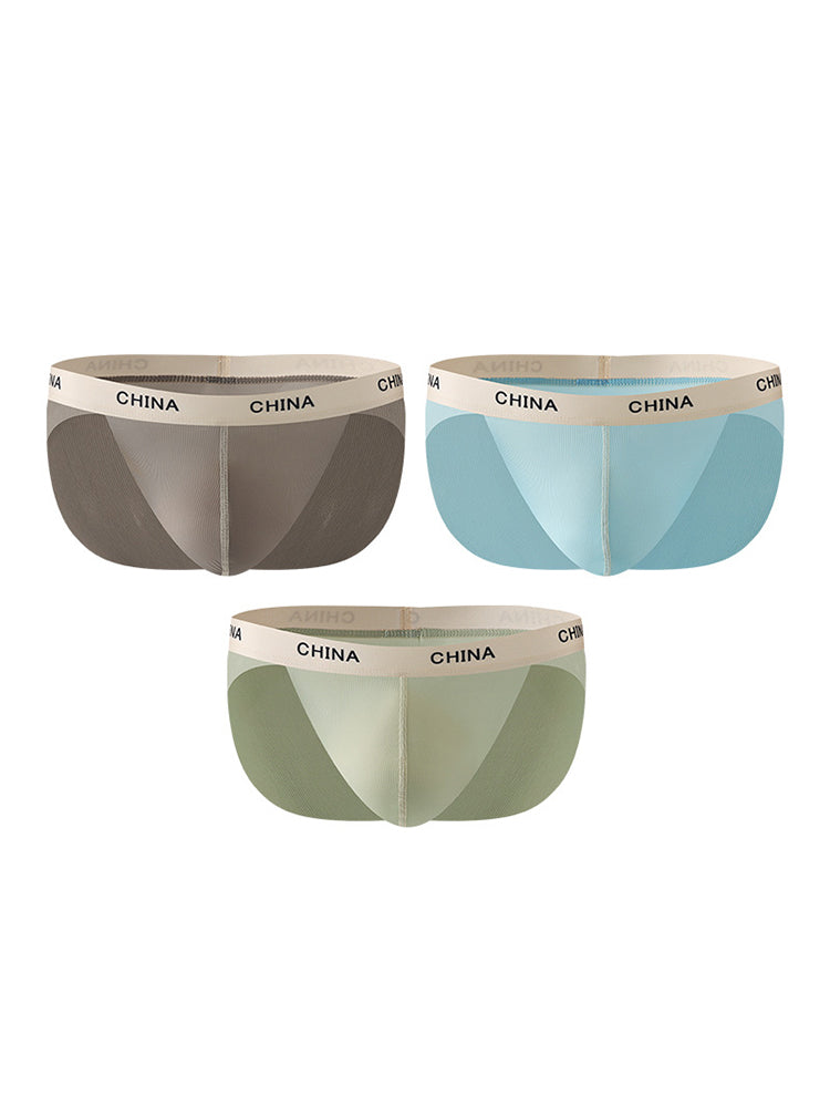 3 Pack Men's Ice Silk Lightweight & Transparent Skin-Feel Solid Color Briefs | dmunderwear detail image 12