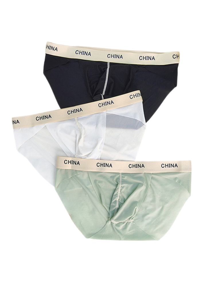 3 Pack Men's Ice Silk Lightweight & Transparent Skin-Feel Solid Color Briefs | dmunderwear detail image 13