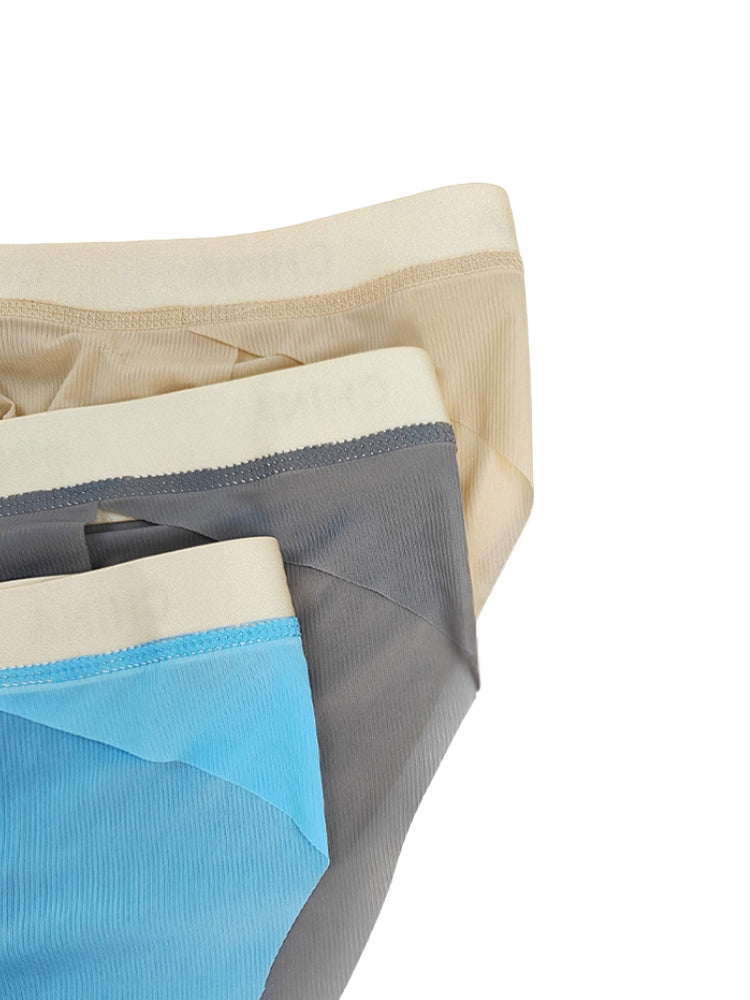 3 Pack Men's Ice Silk Lightweight & Transparent Skin-Feel Solid Color Briefs | dmunderwear detail image 14