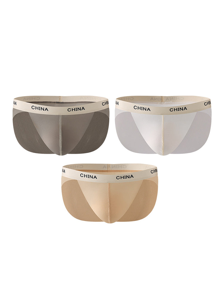 3 Pack Men's Ice Silk Lightweight & Transparent Skin-Feel Solid Color Briefs | dmunderwear detail image 17