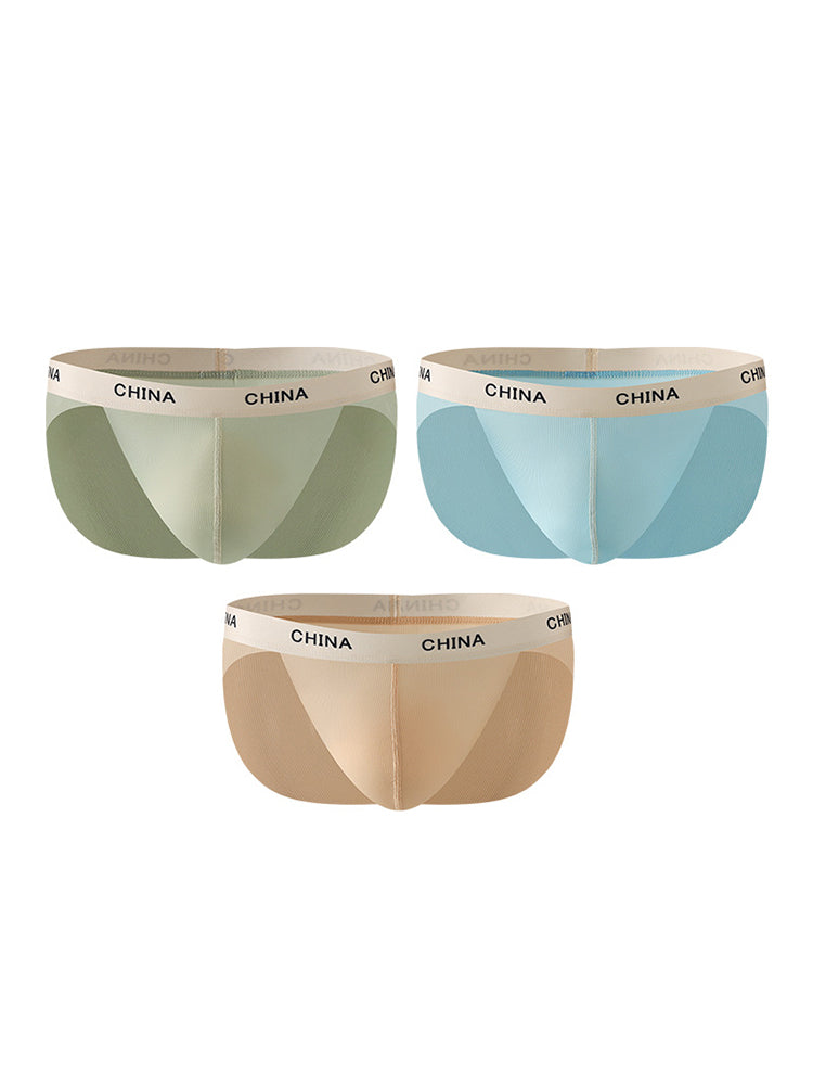 3 Pack Men's Ice Silk Lightweight & Transparent Skin-Feel Solid Color Briefs | dmunderwear detail image 2