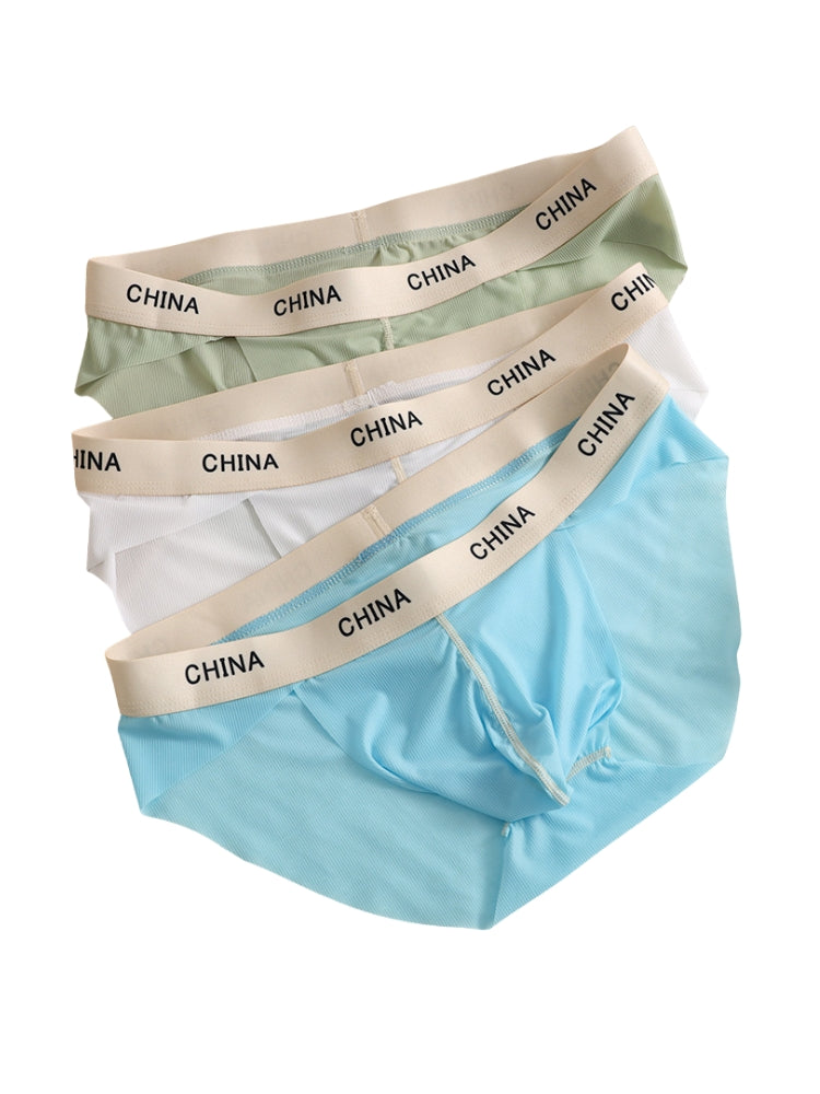 3 Pack Men's Ice Silk Lightweight & Transparent Skin-Feel Solid Color Briefs | dmunderwear detail image 3