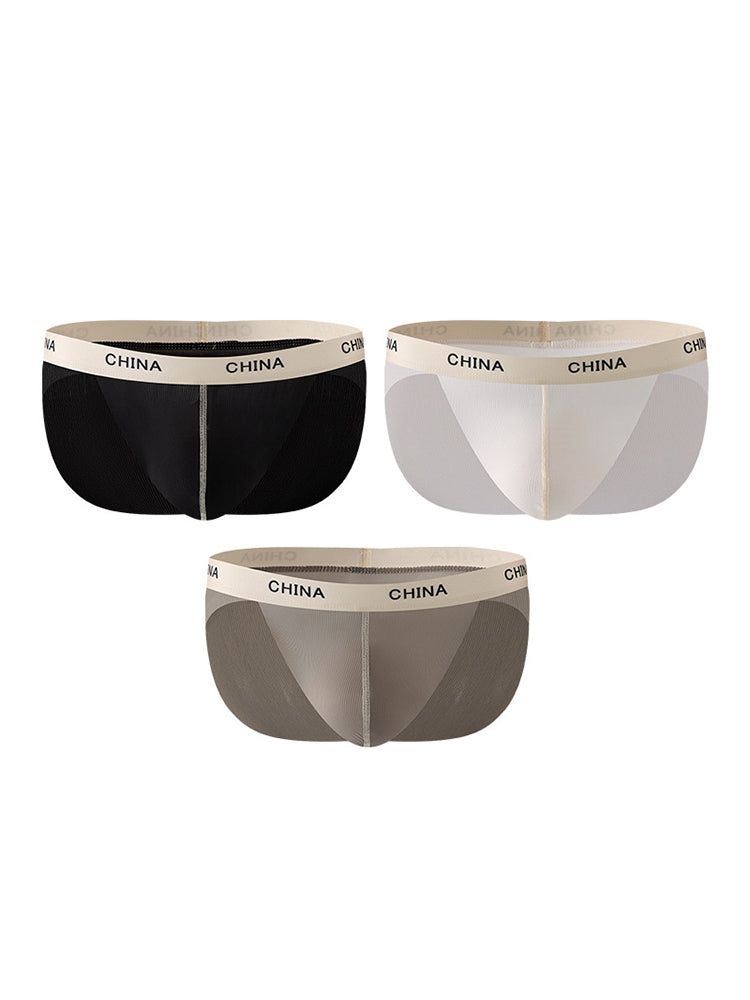 3 Pack Men's Ice Silk Lightweight & Transparent Skin-Feel Solid Color Briefs | dmunderwear detail image 7