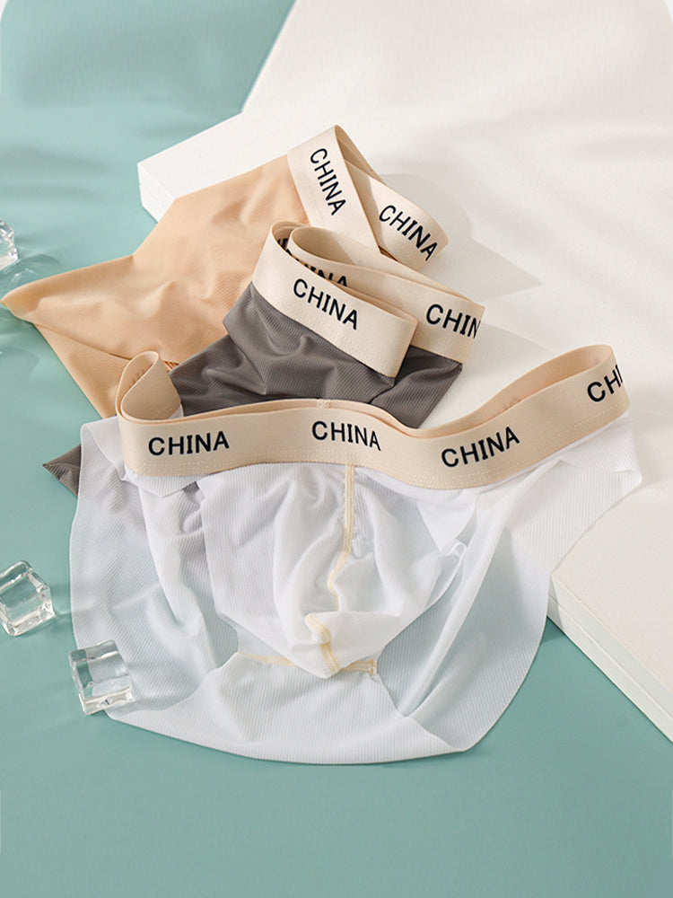 3 Pack Men's Ice Silk Lightweight & Transparent Skin-Feel Solid Color Briefs | dmunderwear detail image 9