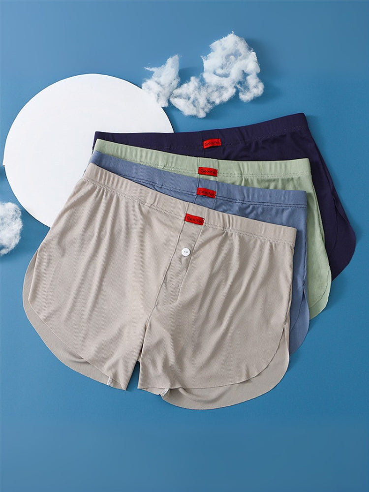 3 Pack Men's Ice Silk Loose-Fit Wide Comfy Waistband Soft Boxer Shorts | dmunderwear detail image 10