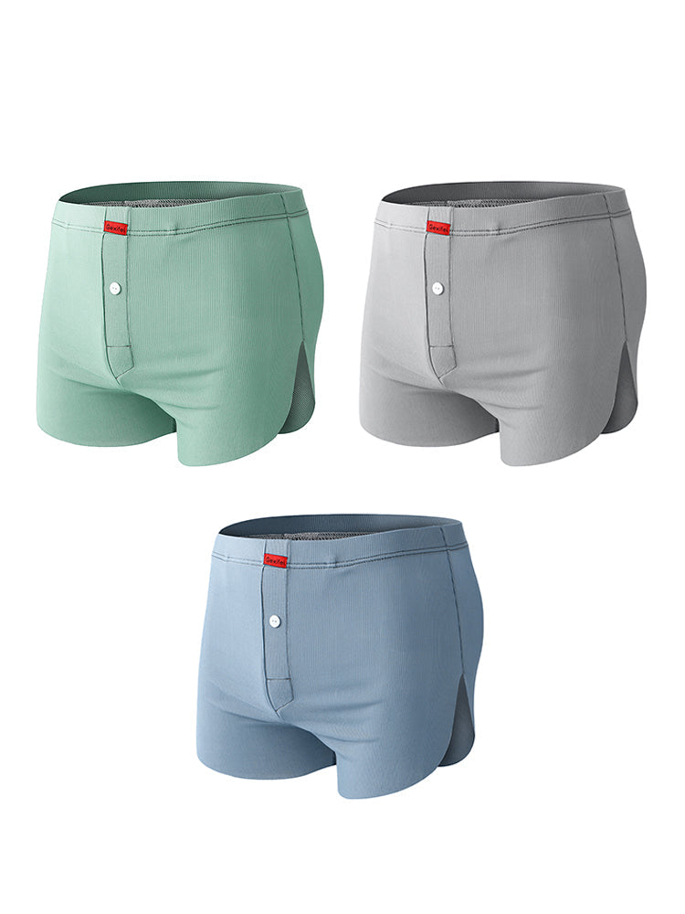 3 Pack Men's Ice Silk Loose-Fit Wide Comfy Waistband Soft Boxer Shorts | dmunderwear detail image 16