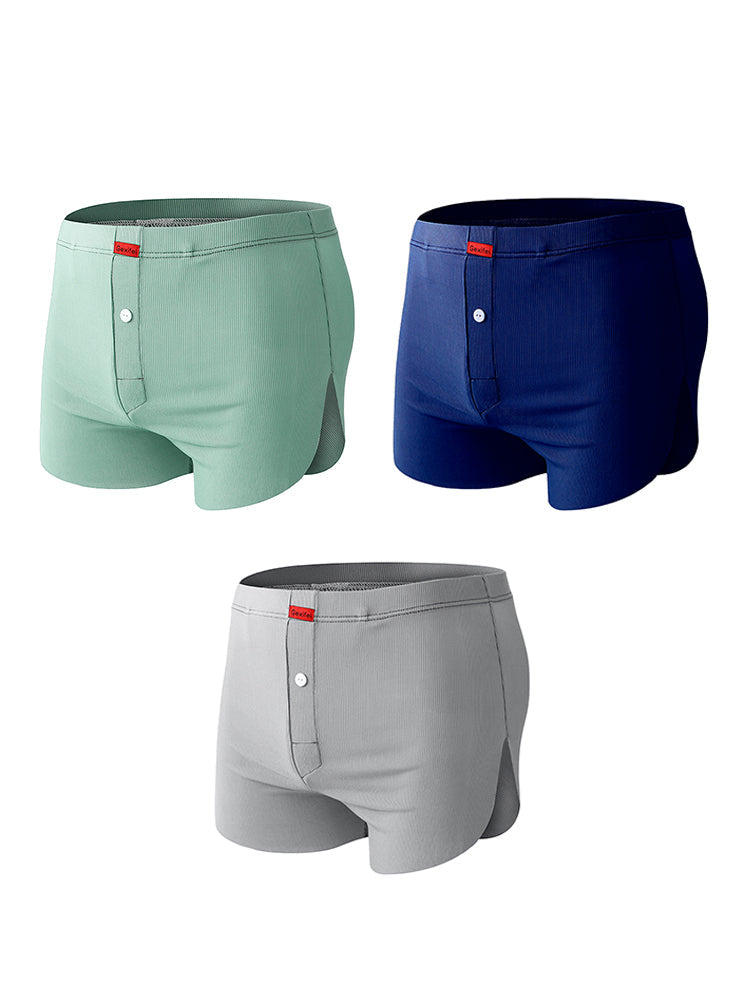 3 Pack Men's Ice Silk Loose-Fit Wide Comfy Waistband Soft Boxer Shorts | dmunderwear detail image 2