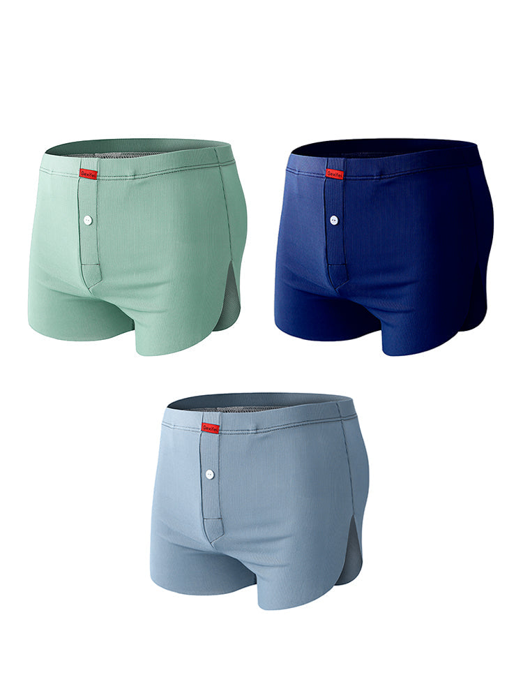 3 Pack Men's Ice Silk Loose-Fit Wide Comfy Waistband Soft Boxer Shorts | dmunderwear detail image 9
