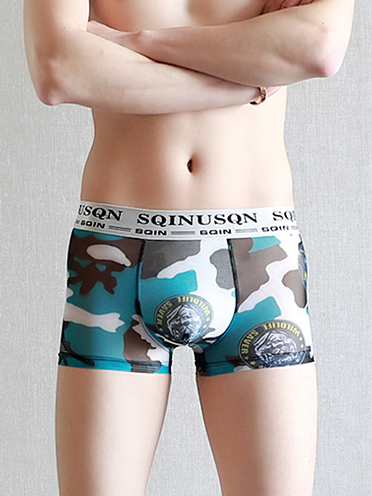 3 Pack Men's Ice Silk Mesh Breathable Printed Odor-Control Trunks | dmunderwear detail image 10
