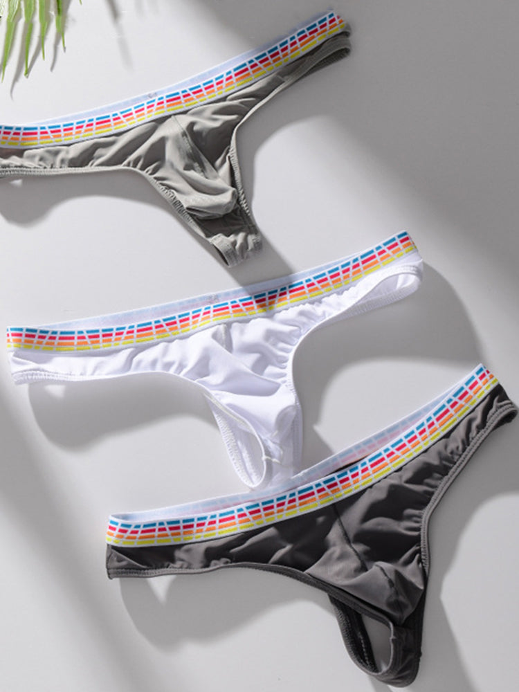 3 Pack Men's Ice Silk Middle-Rise Summer Thongs | dmunderwear detail image 11
