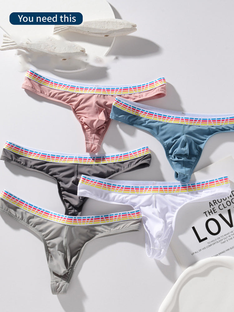 3 Pack Men's Ice Silk Middle-Rise Summer Thongs | dmunderwear detail image 13
