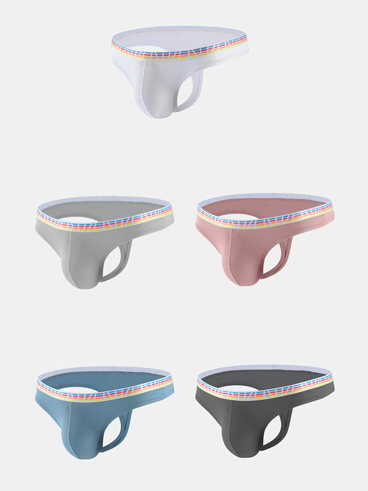 3 Pack Men's Ice Silk Middle-Rise Summer Thongs | dmunderwear detail image 17