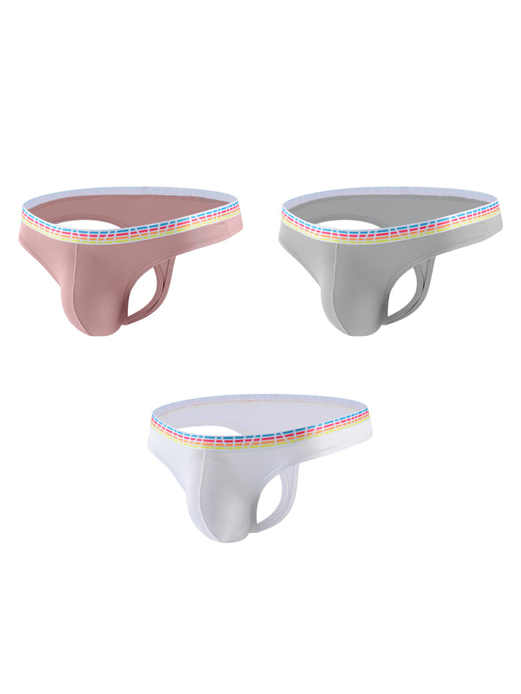 3 Pack Men's Ice Silk Middle-Rise Summer Thongs | dmunderwear detail image 20