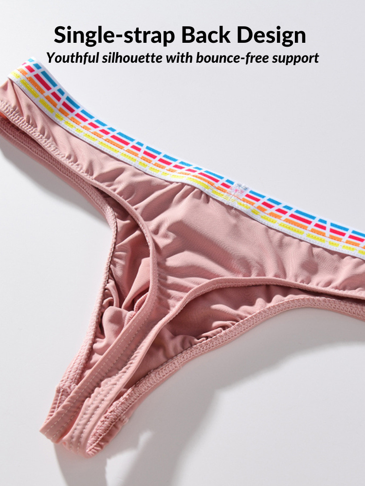 3 Pack Men's Ice Silk Middle-Rise Summer Thongs | dmunderwear detail image 7