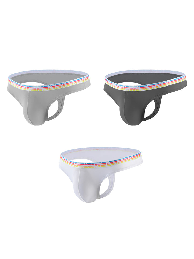 3 Pack Men's Ice Silk Middle-Rise Summer Thongs | dmunderwear detail image 8