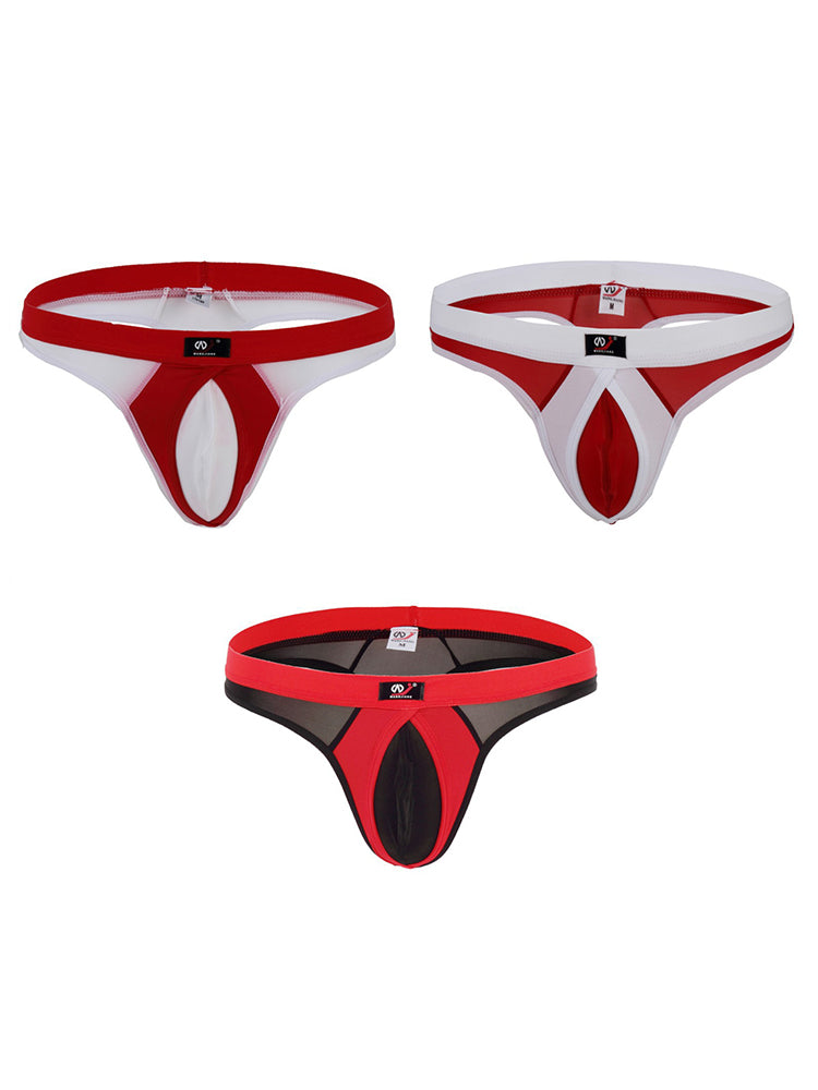 3 Pack Men's Ice Silk Sexy Lightweight Quick-Dry Breathable Thongs | dmunderwear detail image 2