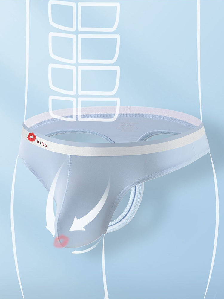 3 Pack Men's Ice Silk Sexy U-Shaped Pouch Kiss Thong | dmunderwear detail image 12