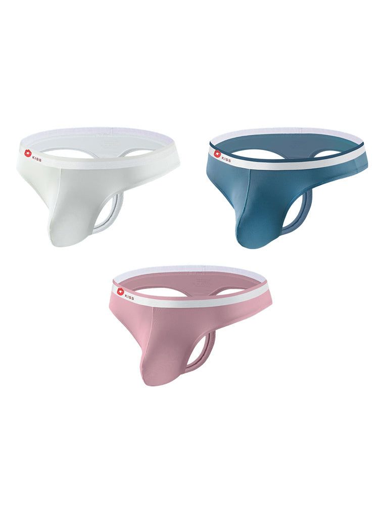 3 Pack Men's Ice Silk Sexy U-Shaped Pouch Kiss Thong | dmunderwear detail image 16