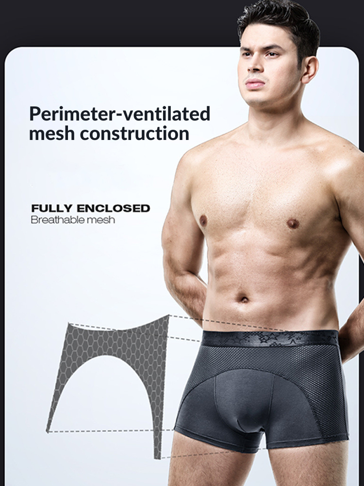 3 Pack Men's Ice Silk Sports Breathable Boxer Briefs | dmunderwear detail image 13