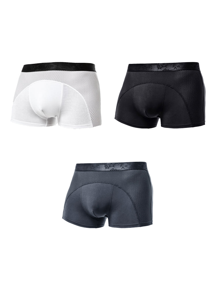3 Pack Men's Ice Silk Sports Breathable Boxer Briefs | dmunderwear detail image 7