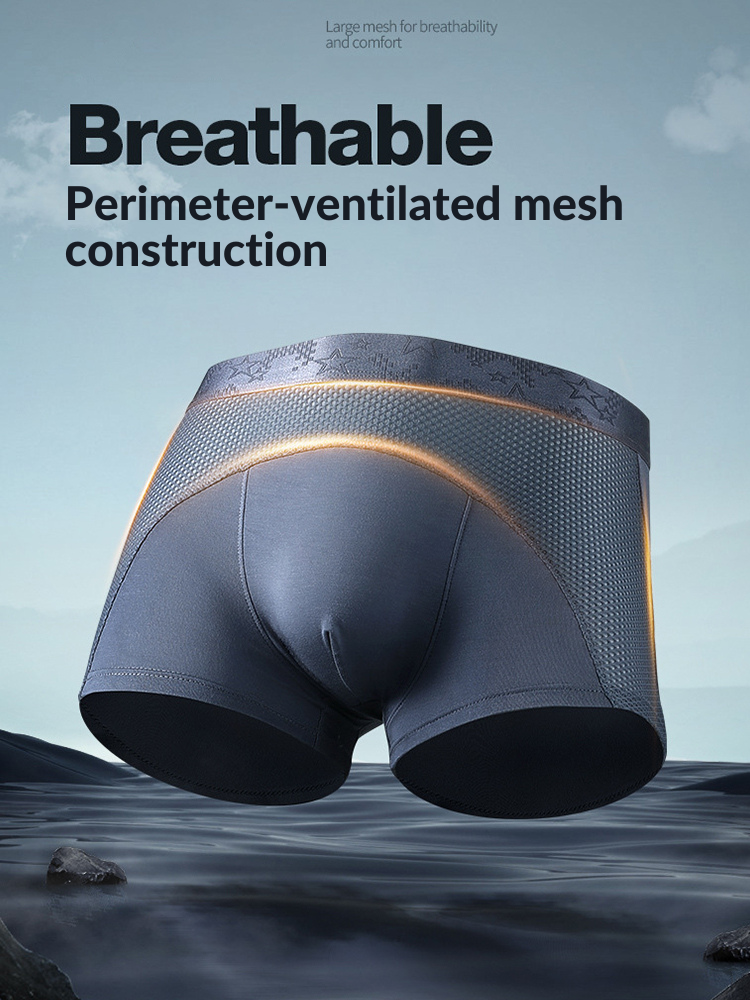 3 Pack Men's Ice Silk Sports Breathable Boxer Briefs | dmunderwear detail image 8