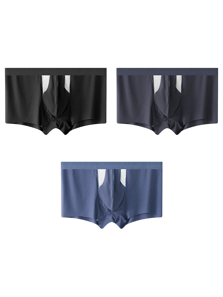 3-Pack Men's Ice Silk Trunks with Bullet-Style Separation and Enlarging Effect | dmunderwear detail image 2