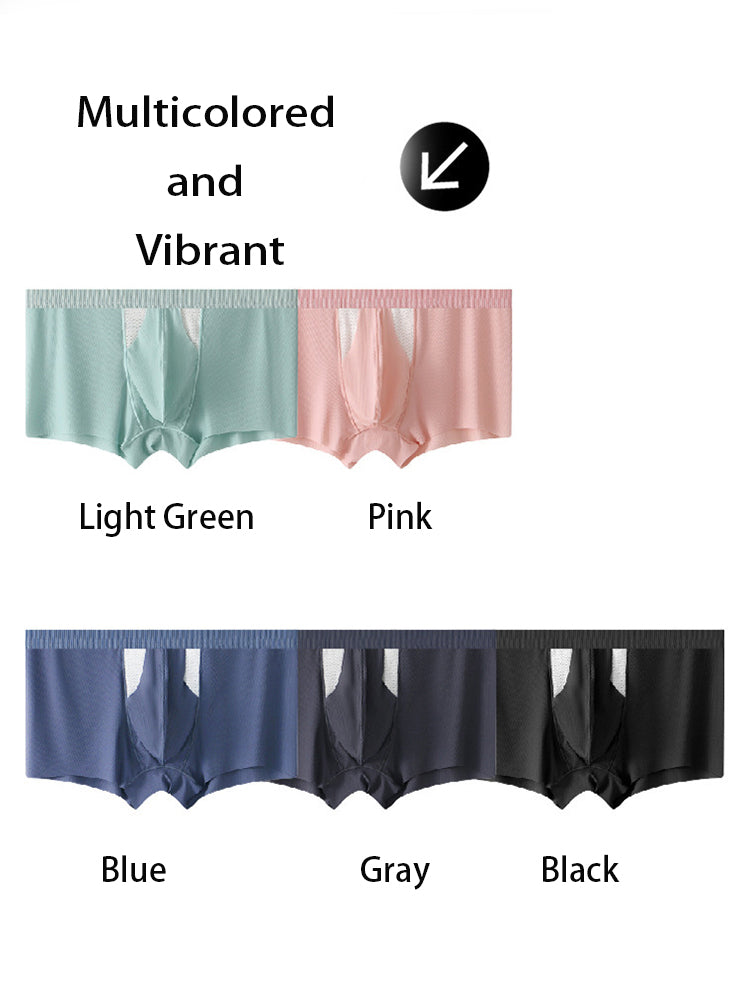 3-Pack Men's Ice Silk Trunks with Bullet-Style Separation and Enlarging Effect | dmunderwear detail image 4