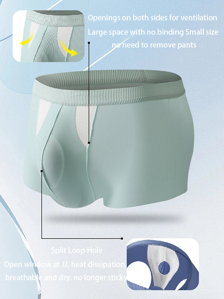 3-Pack Men's Ice Silk Trunks with Bullet-Style Separation and Enlarging Effect | dmunderwear detail image 9
