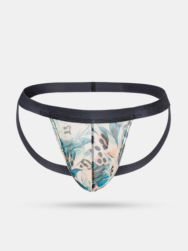3 Pack Men's Leopard Print Ice Silk Mesh Jockstraps with 3D Pouch Breathable Support | dmunderwear