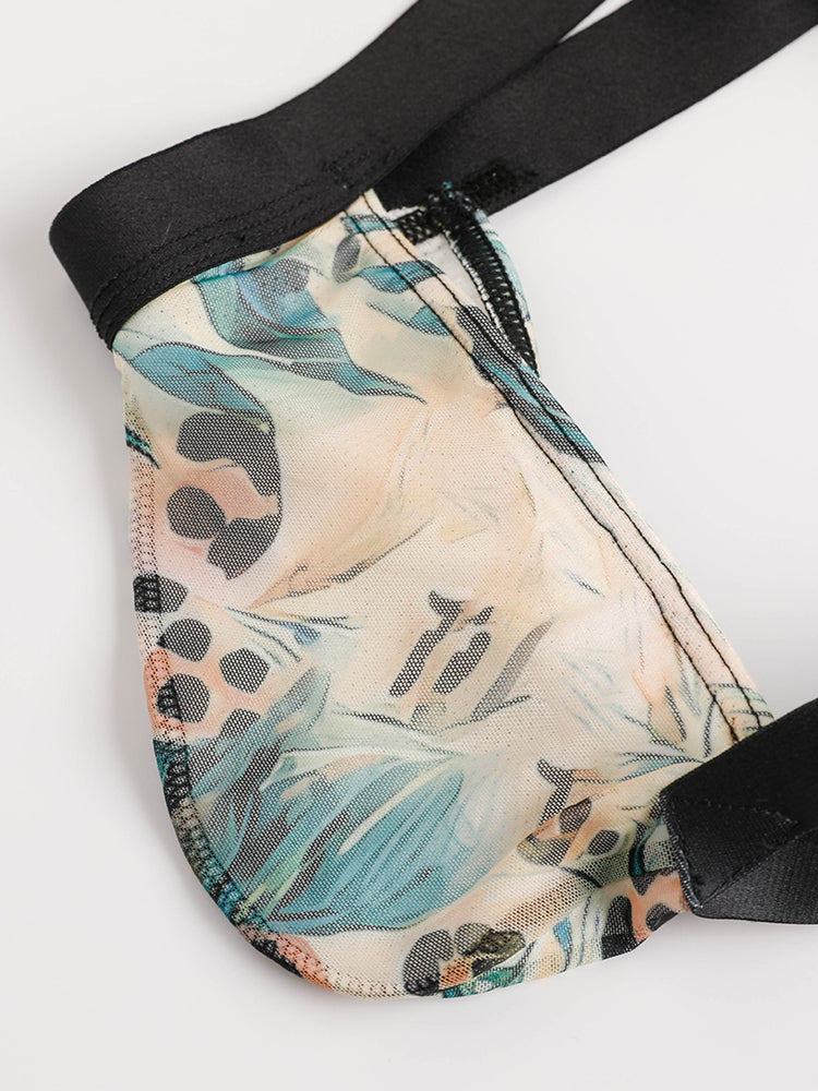 3 Pack Men's Leopard Print Ice Silk Mesh Jockstraps with 3D Pouch Breathable Support | dmunderwear detail image 11