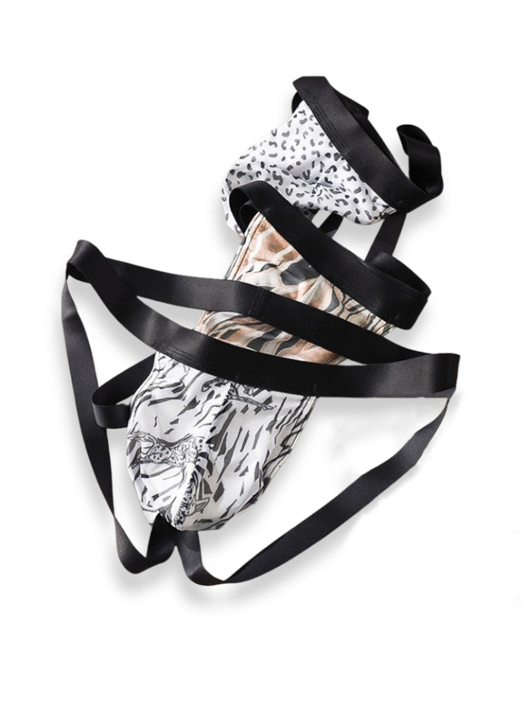 3 Pack Men's Leopard Print Ice Silk Mesh Jockstraps with 3D Pouch Breathable Support | dmunderwear detail image 16