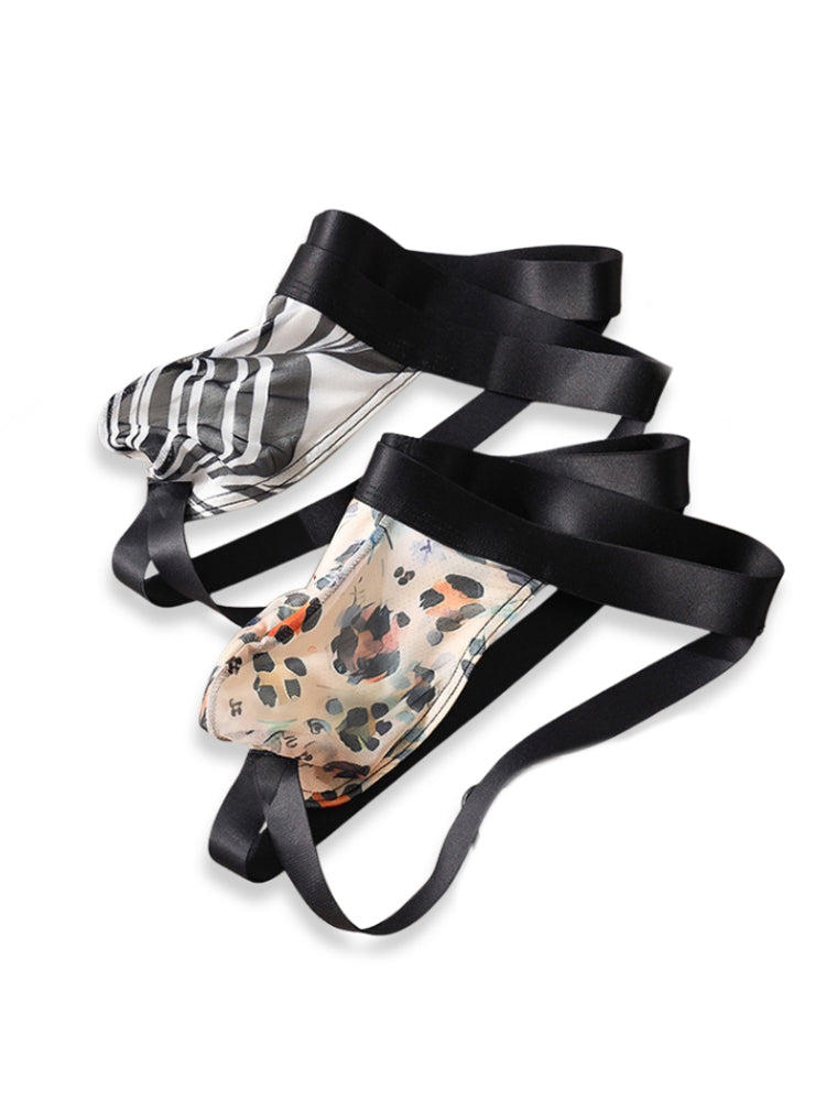 3 Pack Men's Leopard Print Ice Silk Mesh Jockstraps with 3D Pouch Breathable Support | dmunderwear detail image 3