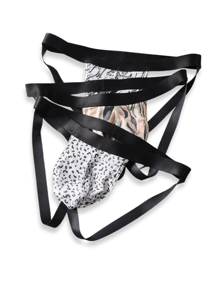 3 Pack Men's Leopard Print Ice Silk Mesh Jockstraps with 3D Pouch Breathable Support | dmunderwear detail image 5