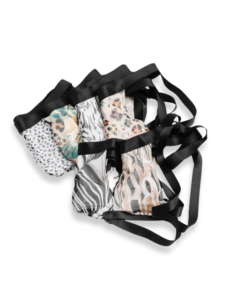3 Pack Men's Leopard Print Ice Silk Mesh Jockstraps with 3D Pouch Breathable Support | dmunderwear detail image 9