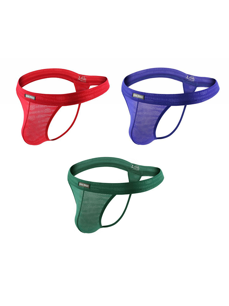 3-pack Men's Lace Obscure Embossed G-String Thong | dmunderwear detail image 14