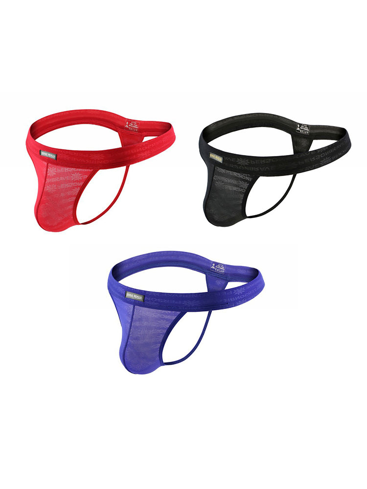 3-pack Men's Lace Obscure Embossed G-String Thong | dmunderwear detail image 2