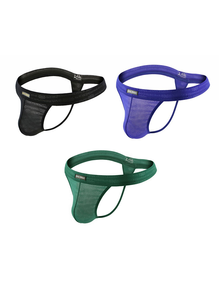3-pack Men's Lace Obscure Embossed G-String Thong | dmunderwear detail image 20