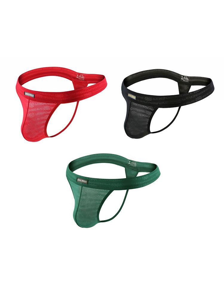 3-pack Men's Lace Obscure Embossed G-String Thong | dmunderwear detail image 8