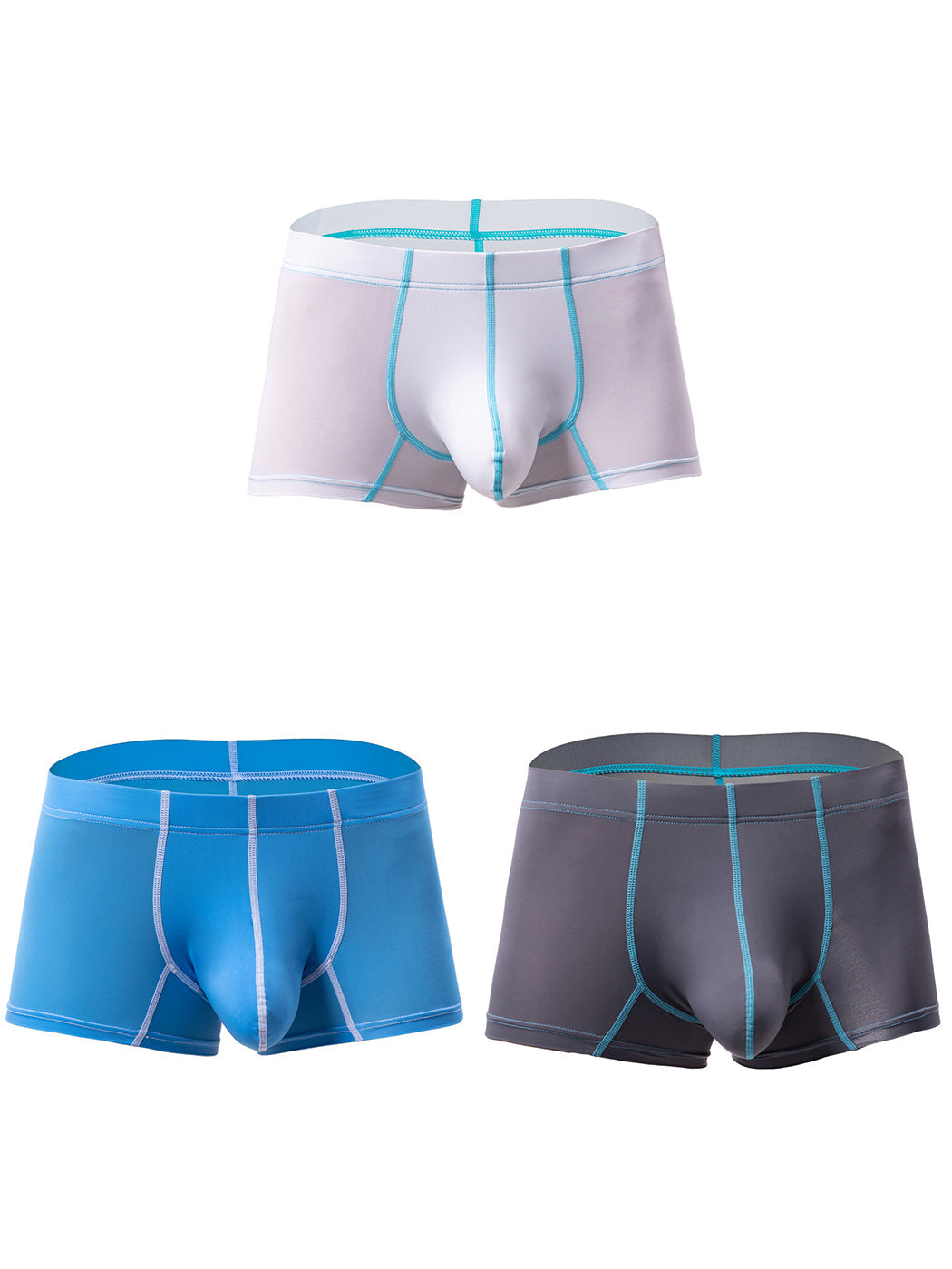 3 Pack Men's Large Pouch Contrast Binding Trunks | dmunderwear detail image 14