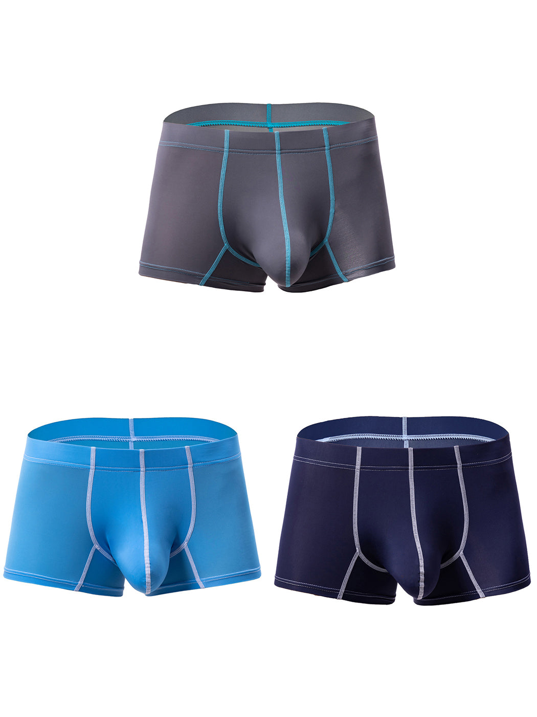 3 Pack Men's Large Pouch Contrast Binding Trunks | dmunderwear detail image 20