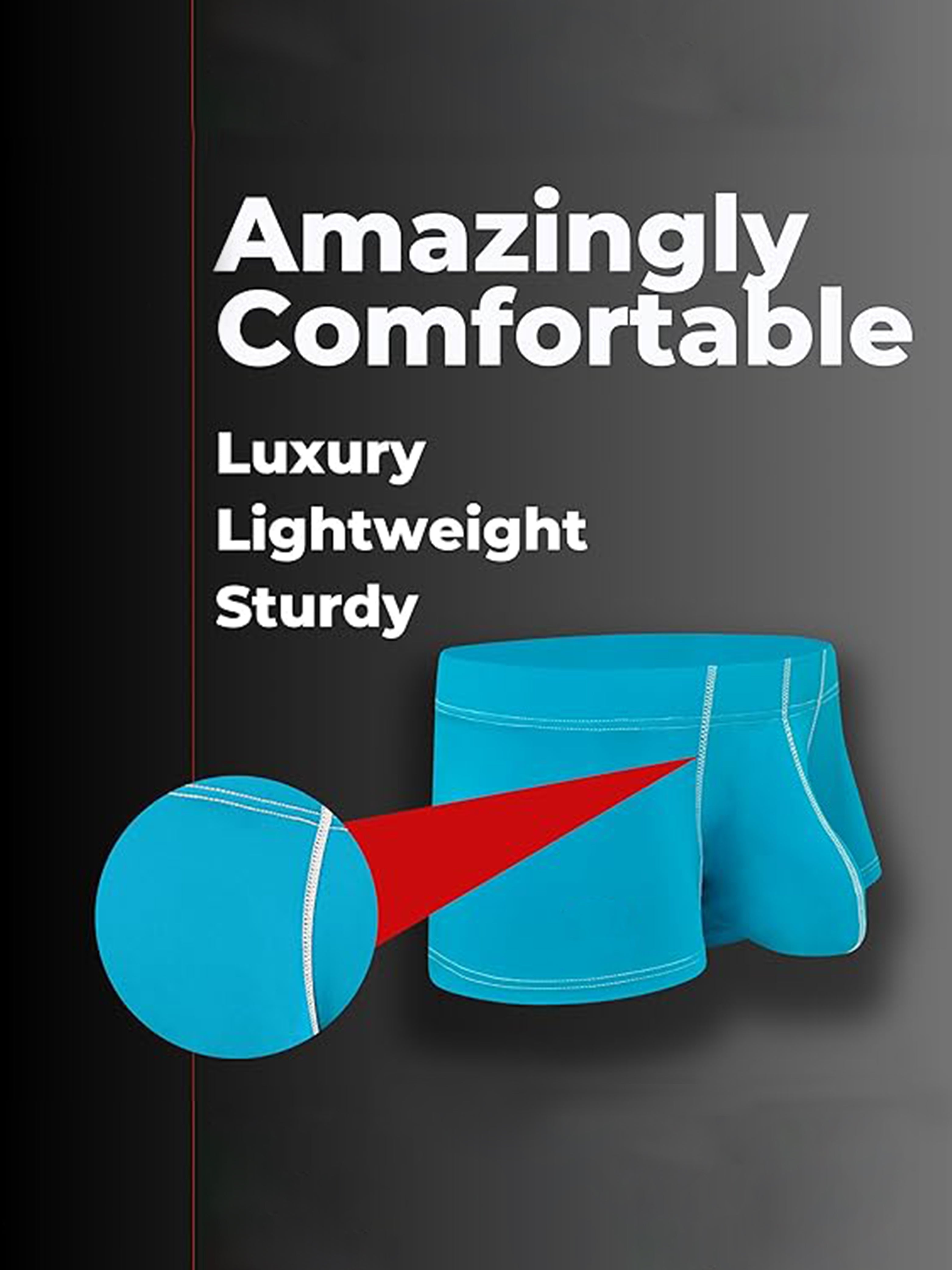 3 Pack Men's Large Pouch Contrast Binding Trunks | dmunderwear detail image 7