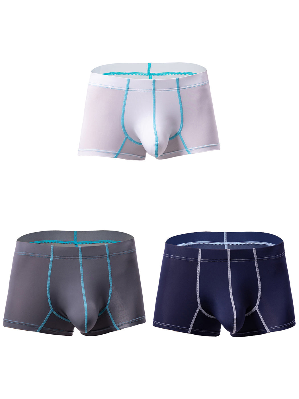 3 Pack Men's Large Pouch Contrast Binding Trunks | dmunderwear detail image 8