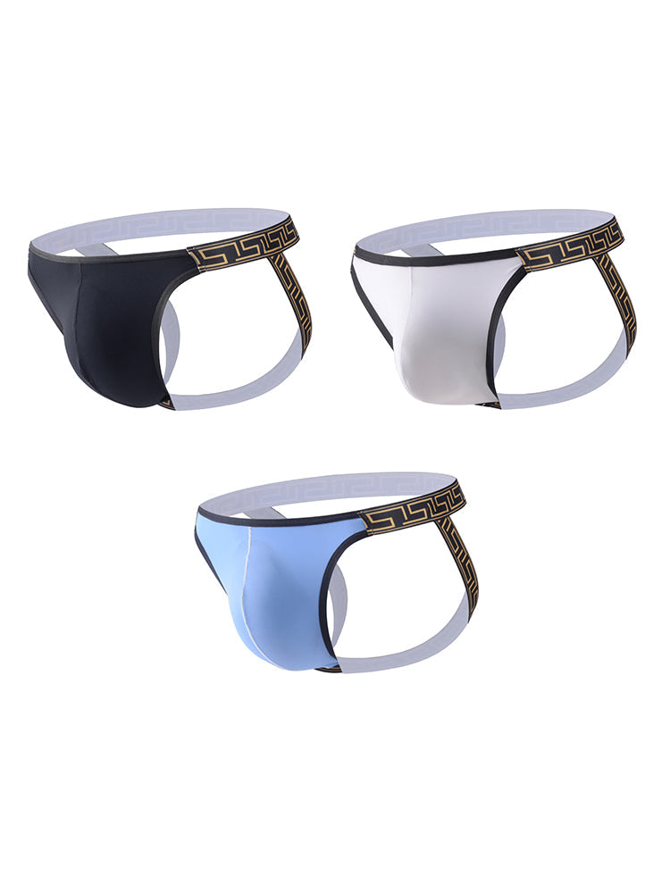 3 Pack Men's Large Pouch Low-Rise Sexy Jockstrap | dmunderwear detail image 12