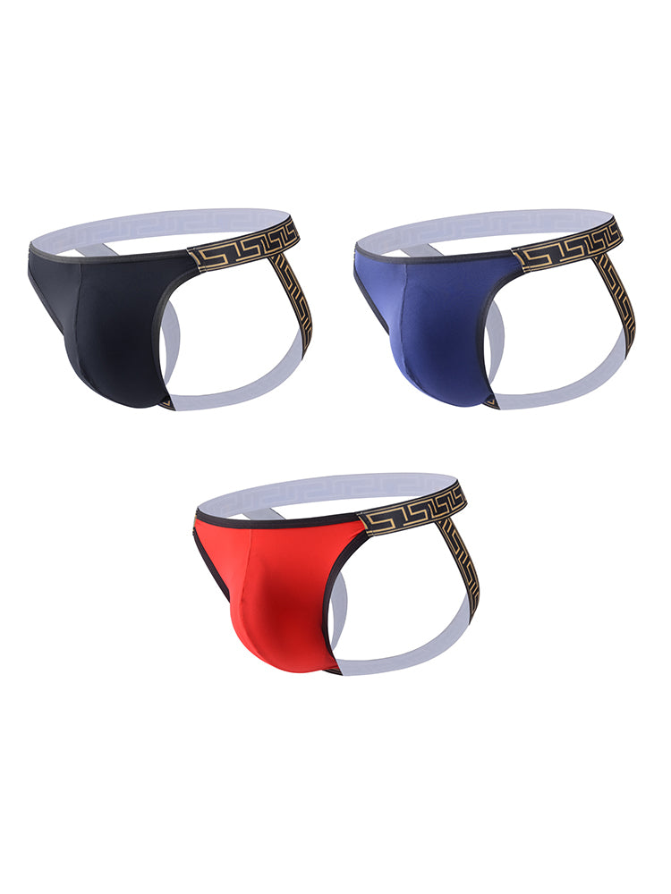 3 Pack Men's Large Pouch Low-Rise Sexy Jockstrap | dmunderwear detail image 16