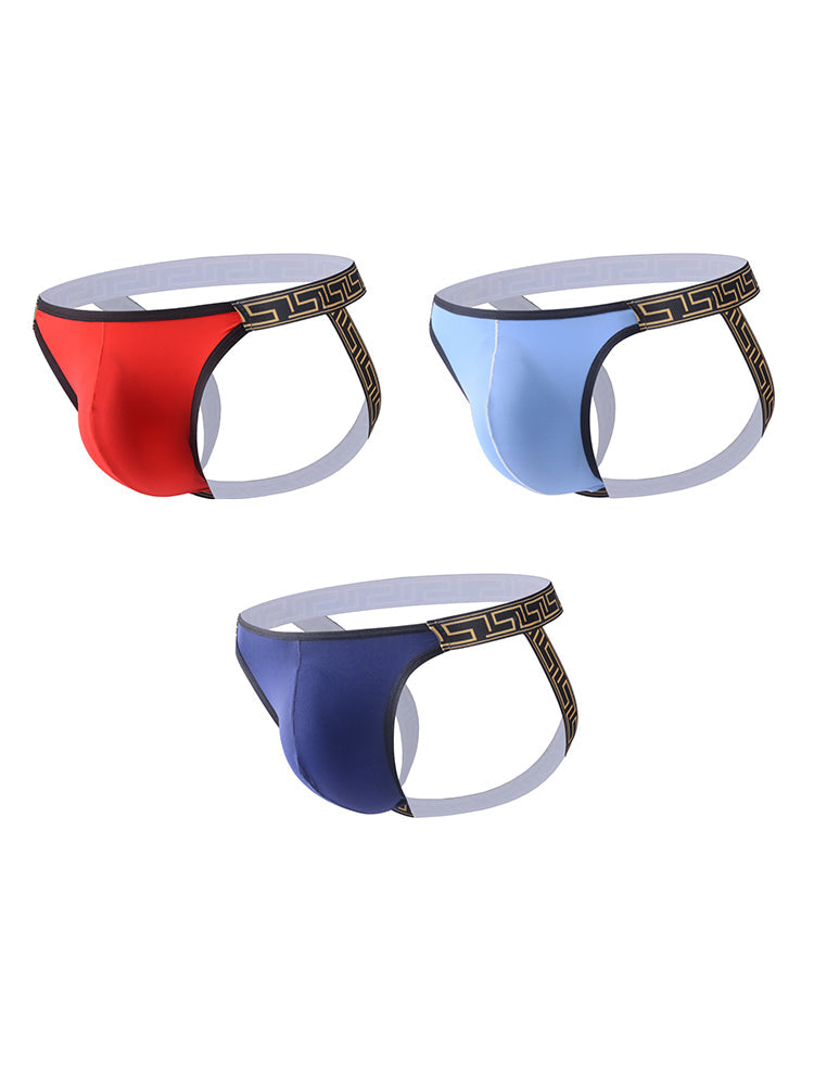 3 Pack Men's Large Pouch Low-Rise Sexy Jockstrap | dmunderwear detail image 7