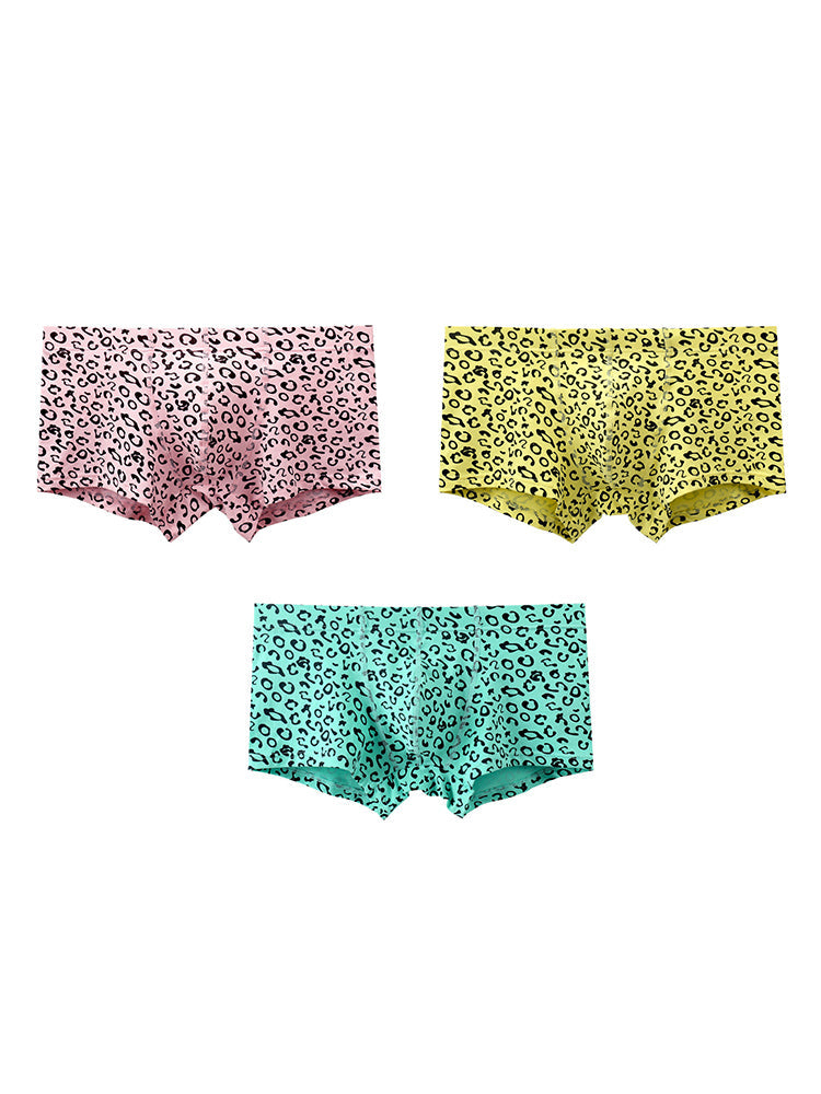 3 Pack Men's Leopard Cotton Breathable & Low-Rise Trunks | dmunderwear detail image 14